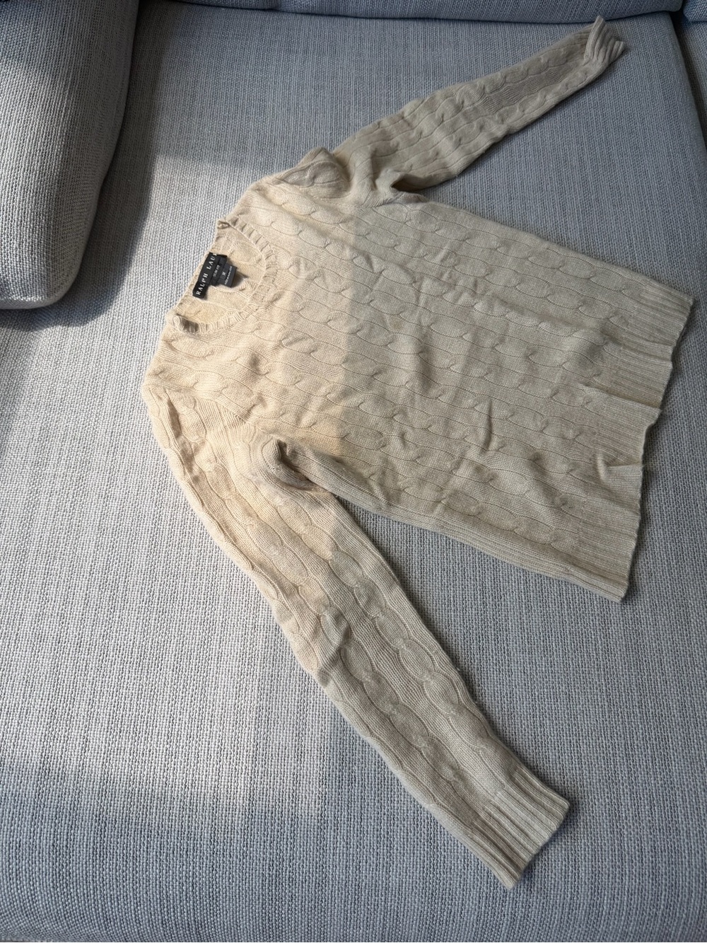 Ralph Lauren Cream Cable Knit Crewneck Sweater